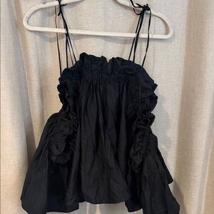Forever 21 Black Ruffle Tie-Shoulder Camisole